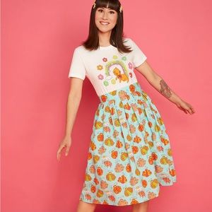 ModCloth x Marisol Muro My Playful Ways Swing Skirt w/Springtime Lady Bug Print